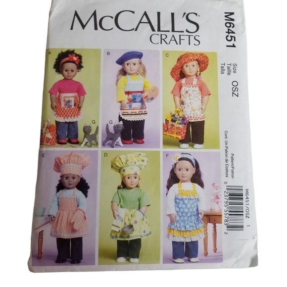 McCalls M6451 18" Doll Apron Pattern New - Picture 1 of 3